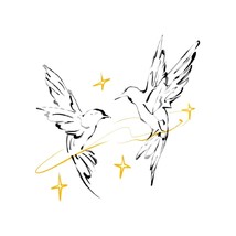 Flying Bird and Star Tattoo Temporary Realistic Fake Tattoo Stickers for Arm Wai - £12.49 GBP