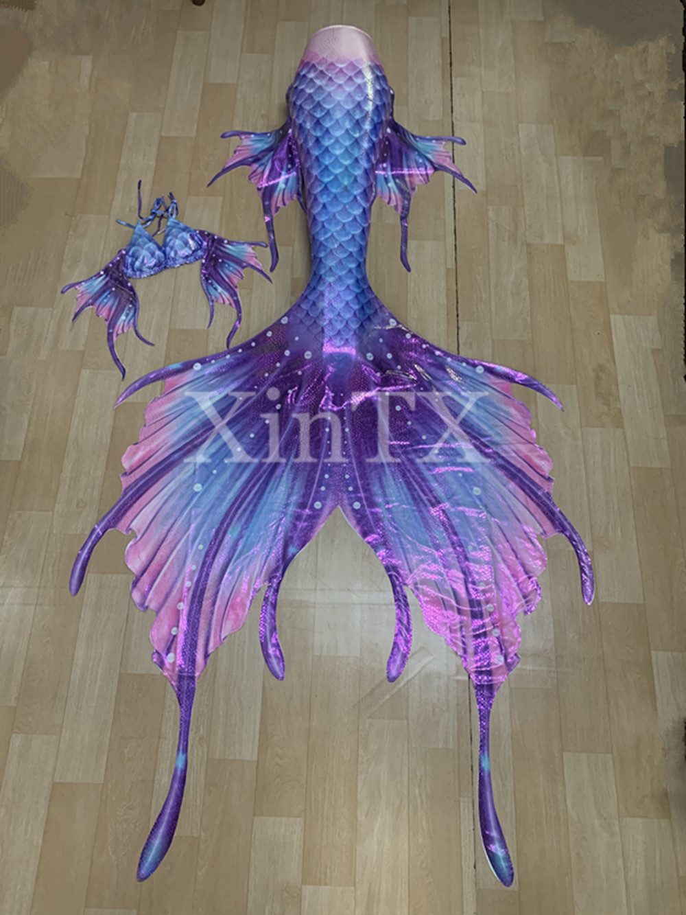 Purple Mermaid Tail Swimsuit for Adults Gilding Shiny Fabric Cosplay Mermaid