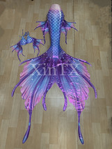 Purple Mermaid Tail Swimsuit for Adults Gilding Shiny Fabric Cosplay Mer... - £125.89 GBP