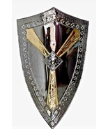 Stainless Steel Knight Templar Battle Armor Shield 28&quot; Gold Plated Shield - £78.29 GBP