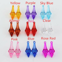 50Pcs Acrylic Crystal Garland Pendant Drops Wedding Chandelier Colorful 1 3/4&quot; - £10.20 GBP+