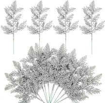 20 Pcs Glitter Artificial Pine Needles 10.6&quot; Fake Foliage Pine Stems Picks Silve - £27.01 GBP