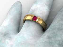 Pink Ruby Ring Band Sterling Silver Ring Unisex Band Jewelry Modern Silver Band  - £47.45 GBP