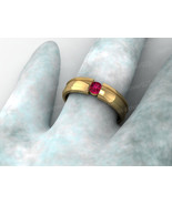 Pink Ruby Ring Band Sterling Silver Ring Unisex Band Jewelry Modern Silv... - $60.00