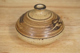 Studio Art Pottery MCM Brown &amp; Tan Rustic Speckle Glaze Bud Vase Oil Lam... - £13.92 GBP