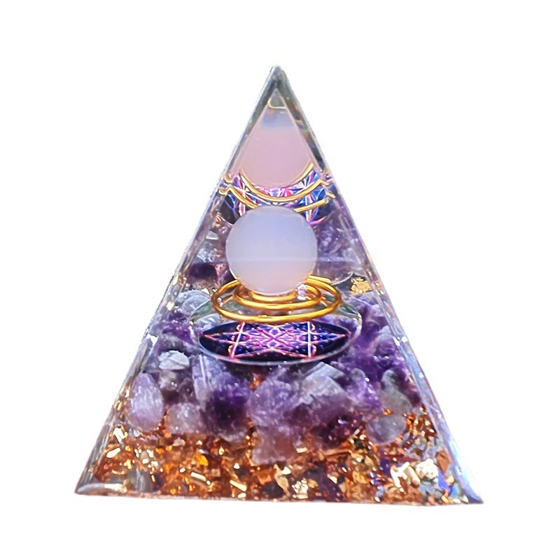 Natural Orgonite Pyramid Reiki Amethyst Energy Healing Chakra Meditation... - $11.99