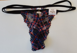 Rue 21 Women&#39;s Lace Thong Panties X-LARGE O Ring Black Red Blue Plaid - £8.13 GBP