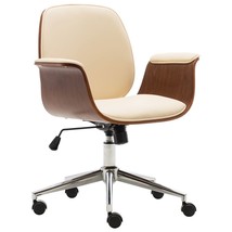  Office Chair Cream + Brown Faux leather, Bentwood, Chromed metal - $5,477.51 MXN