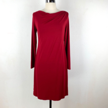 J Jill Women&#39;s True Red Jersey Knit Sheath Dress Draped Neck Long Sleeve... - $24.70