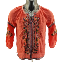 Johnny Was Workshop Juliene Peasant Top Embroidery Balloon Sleeve Blouse Sz M - £55.03 GBP