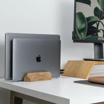 Dual Laptop Stand Wood, Vertical Laptop Stand for Desk, Adjustable Macbook Doubl - £53.94 GBP