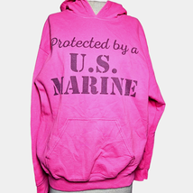 Pink Protected by a US Marine Hoodie Size Medium  - £19.38 GBP