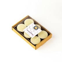 6 Natural White Unscented Beeswax Tea Light Candles, Cotton Wick, Aluminum Cup - £9.43 GBP