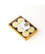 6 Natural White Unscented Beeswax Tea Light Candles, Cotton Wick, Alumin... - £9.49 GBP