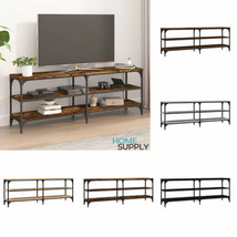 Industrial Wooden Large Rectangular 3-Tier TV Cabinet Stand Unit Metal F... - £53.30 GBP+