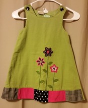 Little Bitty - Dress Green Corduroy  Floral Trim Size 5                  B8/ - £10.07 GBP