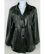 Women Fashion Black Sleek Soft Leather Button up Jacket Blazer Coat Ladi... - £43.32 GBP