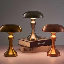 Led Gold Table Lamp Bar Hotel Mushroom Rechargeable Night Lights Bedside Lamp - £31.09 GBP