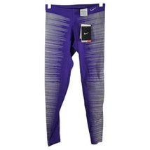 Nike Womens Purple Reflective Leggings Running Fast Night Time Tight Fit Yoga XS - £38.12 GBP