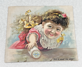 1880&#39;s Clarks ONT Sewing Machine Thread Trade Card Girl Pink Dress Yello... - $12.38