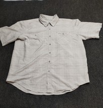 Orvis Shirt Men XL Gray Plaid Short Sleeve Double Pocket Casual Button Up - £14.53 GBP