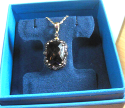 Sterling Silver 925 Vermeil Signed FAS Brown Faceted Stone Pendant Neckl... - $1,567.26 MXN