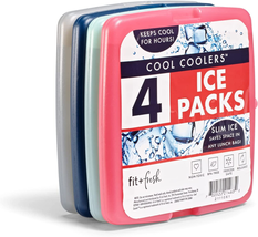 Ice Packs 4-Piece Set Reusable Slim Lunch Bags Box Freezer Coolers Multi... - $17.97