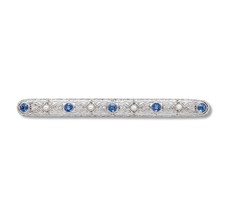 14k White Gold Filigree Pin with GIA Montana Sapphires and Seed Pearls (... - £1,119.17 GBP