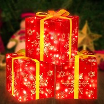 3PCS Christmas Decorations Lighted Gift Boxes Xmas Tree Skirt Ornaments Presents - £30.26 GBP