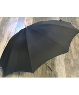 Rare Vintage Saks Fifth Avenue Black Umbrella  Metal Engraved Handle - $146.99