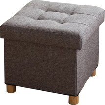 BRIAN &amp; DANY Foldable Storage Ottoman Footrest and Seat Cube with Wooden Feet - £38.27 GBP