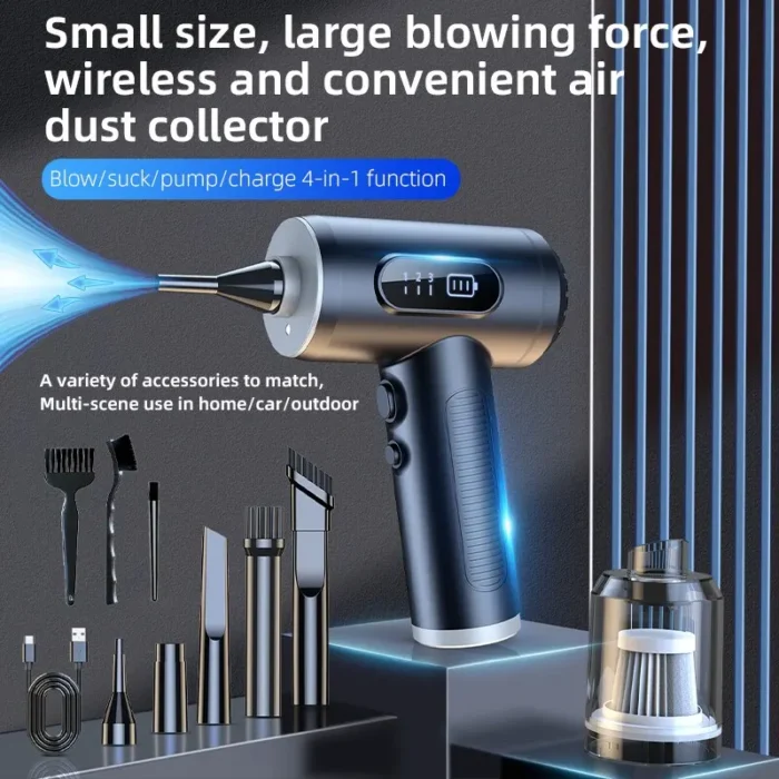 2 in 1 Air Duster Vaccum Cleaner 50000 RPM 3 Gear Strong Suction Wireless Blowin - £35.24 GBP