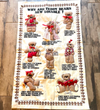 Vintage Handmade Why Are Teddy Bears Sew Adorable Fabric Wall Hanging 34.75x22&quot; - £22.43 GBP