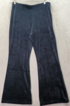 AnyBody Lounge Pants Women&#39;s Medium Navy Velour Polyester Stretch Flat F... - £15.82 GBP