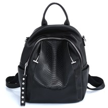 Genuine Leather Backpack For Women Fashion Alligator Rivet Simple Satchel Female - £92.06 GBP