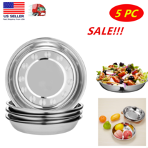 5 Piece Unbreakable Stainless Steel Plates 7&quot; Dinner Plates Dish Camping... - £10.91 GBP