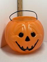 Vtg Halloween Blow Mold Pumpkin Pail Treat Bucket - General Foam Plastics Inc Lg - £9.00 GBP