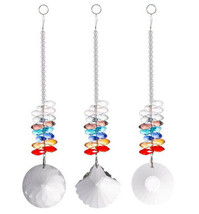 3Pcs Crystal Bead Strand Hanging Chain Garland Chandelier Prism Round Pendant - £12.66 GBP