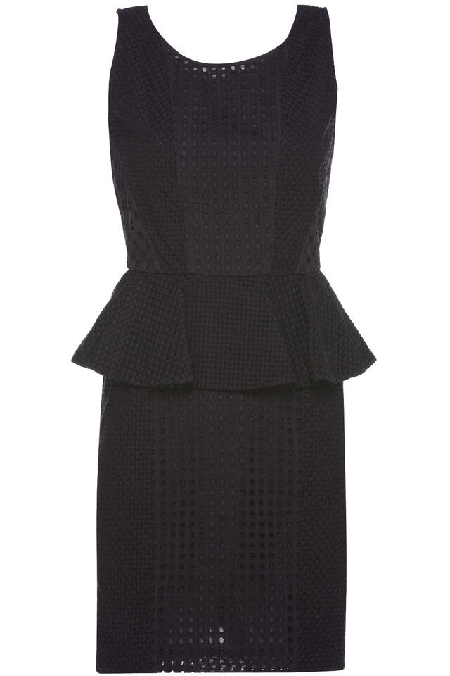 Rachel Zoe Paola Cotton Eyelet Peplum Black Dress $375, Sz 0, Nwt! - $84.14