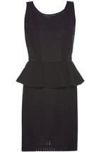 Rachel Zoe Paola Cotton Eyelet Peplum Black Dress $375, Sz 0, Nwt! - £66.47 GBP