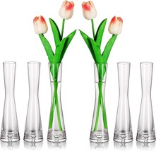 Glass Bud Vases For Centerpieces, Set Of 6 Glasseam Modern Clear Small, 7.87&quot; - £32.75 GBP
