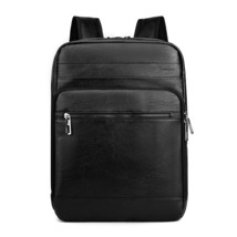 Backpack Men&#39;s PU Leather Retro Back Pack Male Multifunctional Business Laptop B - £49.08 GBP