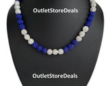 Rhinestone Bling Disco Ball Crystal Beaded Baseball Necklace Royal Blue ... - $20.78+