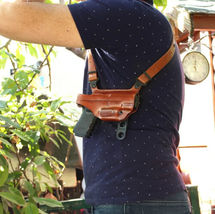 Fits Canik TP Elite SC 9mm 3.60”BBL Leather Shoulder Holster Double Mag #1536# R image 2