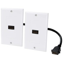 Hdmi Wall Plate 1 Port 4K 2-Pack, Hdmi Faceplate Single Outlet Standard Wall Pla - £12.86 GBP