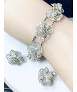 Vintage Sterling Silver Filigree Bracelet 7.5”And Screw Back Earrings - $95.00