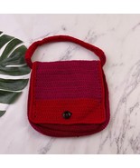 Handmade Crochet Knit Shoulder Bag Purse Red Pink Granny Square Boho Y2k - $35.19 CAD