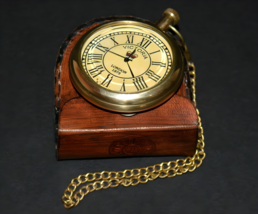 Antique Vintage Maritime Brass Victoria London1875 Pocket Watch with Lea... - $34.95