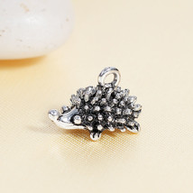 Hedgehog Charm Porcupine Pendant Animal Antiqued Silver 3D 2 Sided Pet - £2.45 GBP