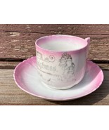 Antique Germany Christmas Old World Santa Claus Pink Lustre Cup Saucer S... - £19.51 GBP